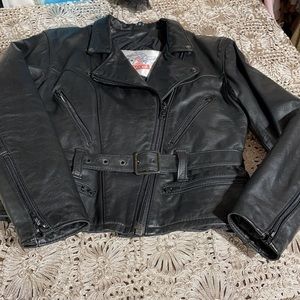 Angora vintage thick heavy leather jacket